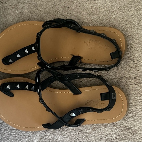 Black Studded Women's Sandals - Picture 3 of 4